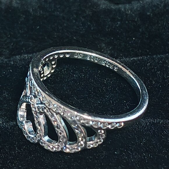 Authentic Pandora Hearts Tiara Ring 190958CZ Sterling Silver CZ - Picture 7 of 10
